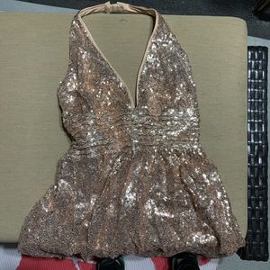 Rose gold sequin mini dress